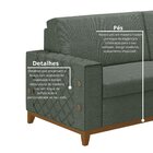 Sofá Living Vintage 3 Lugares 225cm Em Linho Áspen Eucalipto