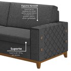 Sofá Living Vintage 3 Lugares 225cm Em Linho Áspen Grafite