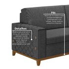 Sofá Living Vintage 3 Lugares 225cm Em Linho Áspen Grafite