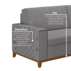 Sofá Living Vintage 3 Lugares 225cm Em Linho Áspen Inox