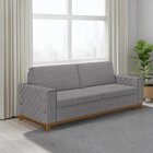 Sofá Living Vintage 3 Lugares 225cm Em Linho Áspen Inox