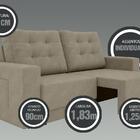 Sofá London Retrátil 3 Lugares Areia Velosuede - Netsofas