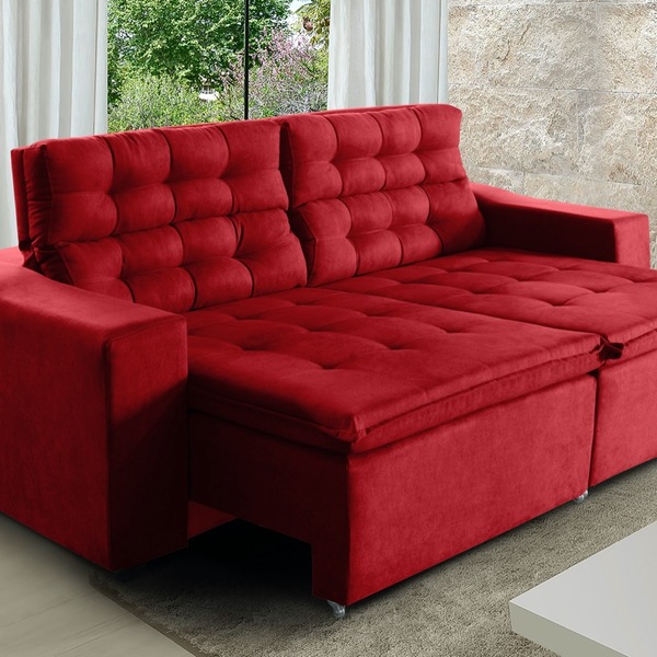 Sofá Londres 300cm Retrátil Reclinável Vermelho – Ws