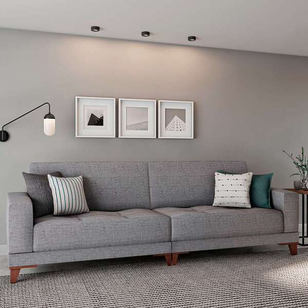 Sofá Londres 4 Lugares Linho Cinza 280 Cm