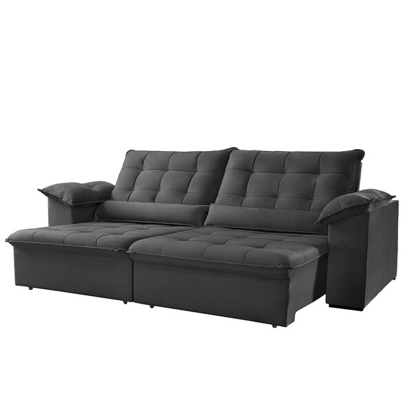 Sofá Londres 4 Lugares Retrátil E Reclinável 2.50m Veludo Mun