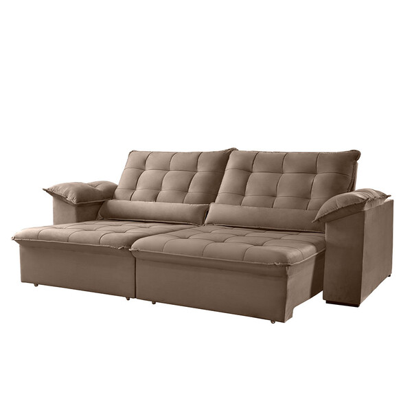 Sofá Londres 4 Lugares Retrátil E Reclinável 2.50m Veludo Mun