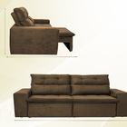 Sofá Lorenzo 2,02m Retrátil E Reclinável Tecido Suede Velusof