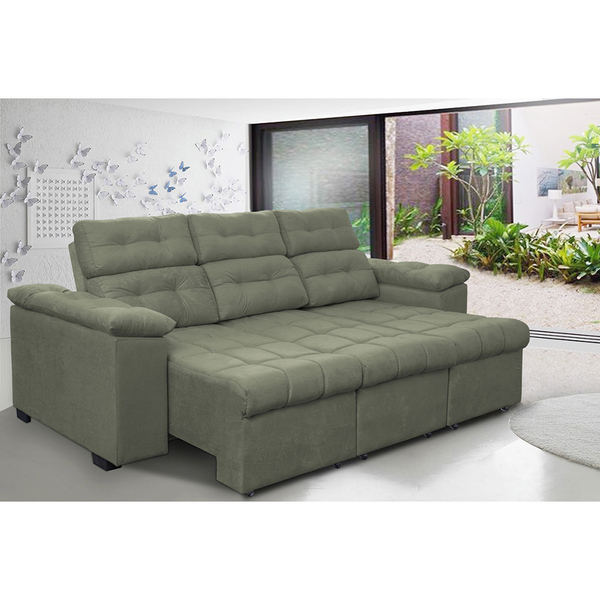 Sofá Lorenzo 2,32m Retrátil E Reclinável Tecido Suede Velusof