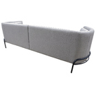 Sofá Luminne 03 Lugares 180cm Base Preto Linho Mesclado Capuc