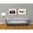 Sofá Luminne 03 Lugares 180cm Base Preto Linho Mesclado Capuc