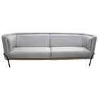 Sofá Luminne 03 Lugares 210cm Base Preto Linho Mesclado Capuc