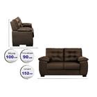 Sofá Luxemburgo 2 Lugares 1,52m Tecido Courino Marrom