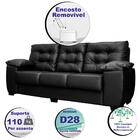Sofá Luxemburgo 3 Lugares 2,02m Tecido Courino Preto