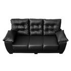 Sofá Luxemburgo 3 Lugares 2,02m Tecido Courino Preto