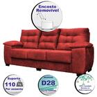 Sofá Luxemburgo 3 Lugares 2,02m Tecido Suede Vermelho