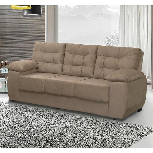 Sofá Luxemburgo 3 Lugares Tecido Suede Castor - Moveis Marfim