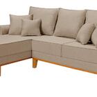 Sofá Luxo Beny Com Chaise 3 Lugares Living Linho Bege