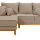 Sofá Luxo Beny Com Chaise 3 Lugares Living Linho Bege