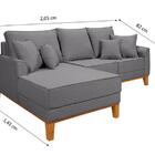 Sofá Luxo Beny Com Chaise 3 Lugares Living Linho Cinza Claro