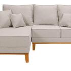 Sofá Luxo Beny Com Chaise 3 Lugares Living Linho Cru