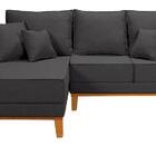 Sofá Luxo Beny Com Chaise 3 Lugares Living Linho Grafite