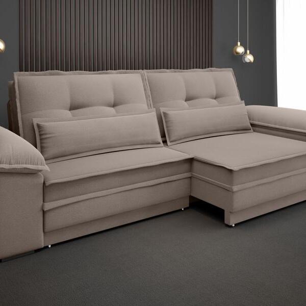 Sofá Luxor 2,10m Assento Com Braço Retrátil E Reclinável Velo