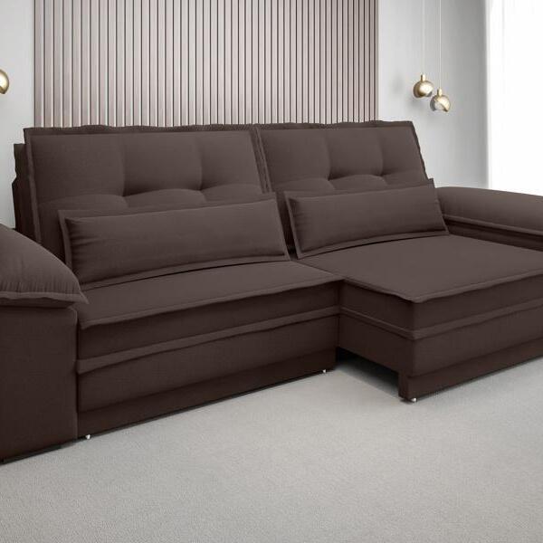 Sofá Luxor 2,30m Assento Com Braço Retrátil E Reclinável Velo