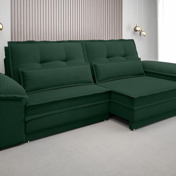 Sofá Luxor 2,50m Assento Com Braço Retrátil E Reclinável Velo