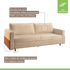 Sofá Madeira Maciça 190cm Top Julia  Bege