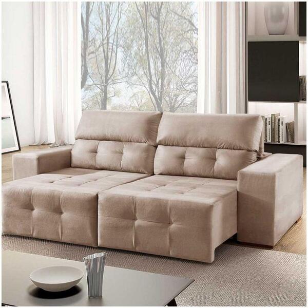 Sofá Madrid 3 Lugares Retrátil Reclinável Suede Mundial Estof