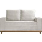 Sofá Maggiore Suede Bege Base Madeira Natural