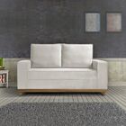 Sofá Maggiore Suede Bege Base Madeira Natural