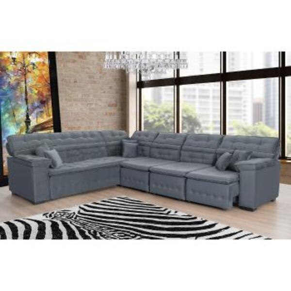 Sofá Magno 2.37x3.32m De Canto, Retrátil E Reclinável - Chumbo