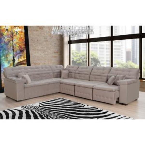 Sofá Magno 2.37x3.97m De Canto, Retrátil E Reclinável - Avelã