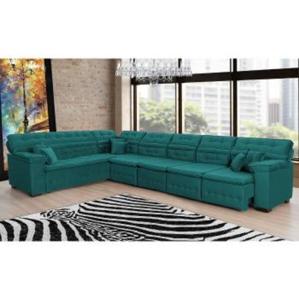 Sofá Magno 2.37x4.57m De Canto, Retrátil E Reclinável - Verde