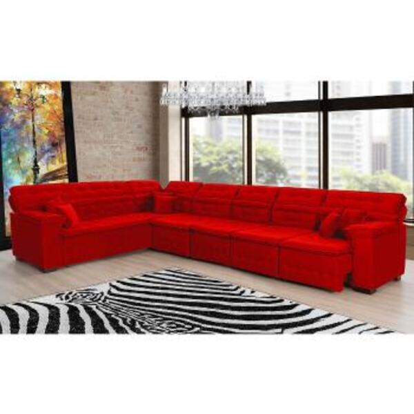 Sofá Magno 2.37x4.57m De Canto, Retrátil E Reclinável - Verme