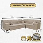 Sofá Magno 2.57x2.57m De Canto, Retrátil E Reclinável - Bege