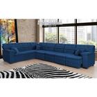 Sofá Magno 2.57x4.57m De Canto, Retrátil E Reclinável - Azul