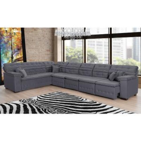 Sofá Magno 2.57x4.57m De Canto, Retrátil E Reclinável - Chumbo