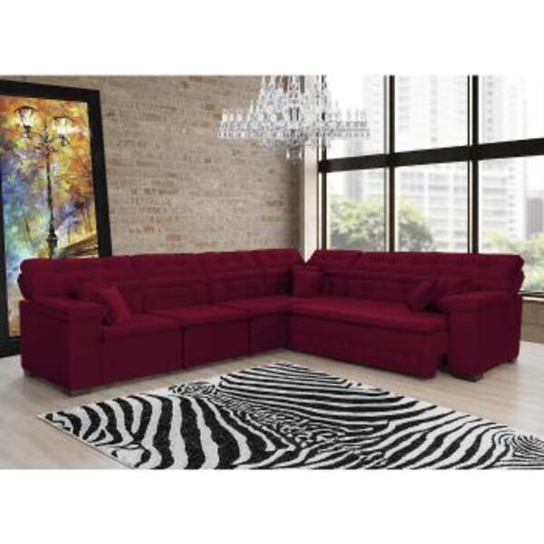 Sofá Magno 3.32x2.57m De Canto, Retrátil E Reclinável - Vinho