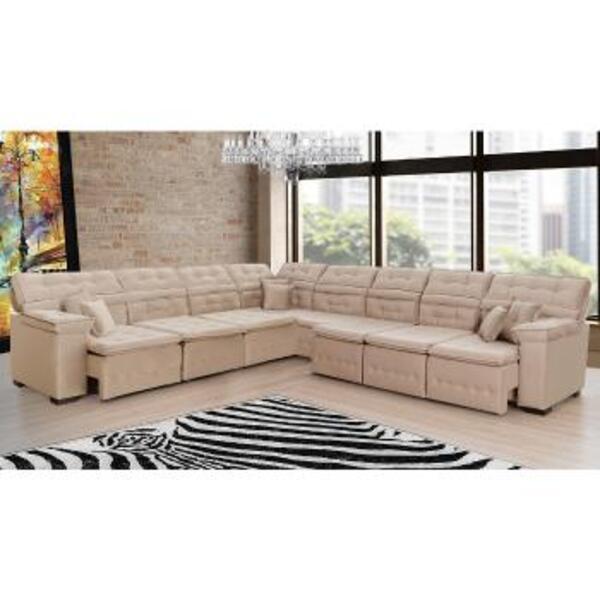 Sofá Magno 3.32x4.57m De Canto, Retrátil E Reclinável - Bege