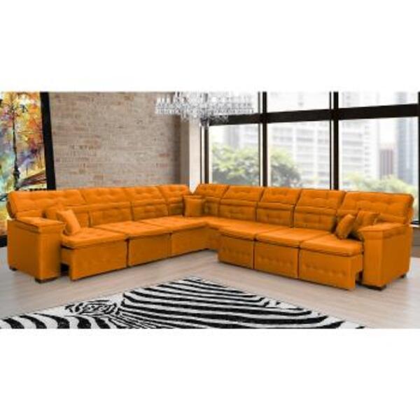 Sofá Magno 3.32x4.57m De Canto, Retrátil E Reclinável - Terra