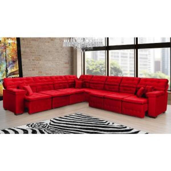 Sofá Magno 3.32x4.57m De Canto, Retrátil E Reclinável - Verme