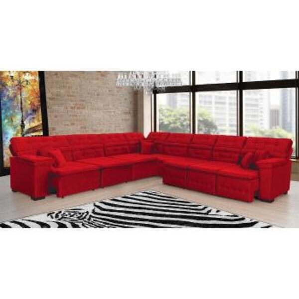 Sofá Magno 3.97x4.57m De Canto, Retrátil E Reclinável - Verme