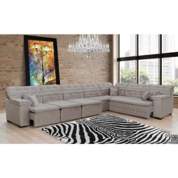 Sofá Magno 4.57x2.57m De Canto, Retrátil E Reclinável - Avelã