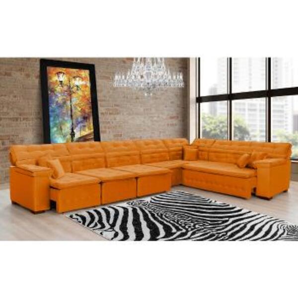 Sofá Magno 4.57x2.57m De Canto, Retrátil E Reclinável - Terra