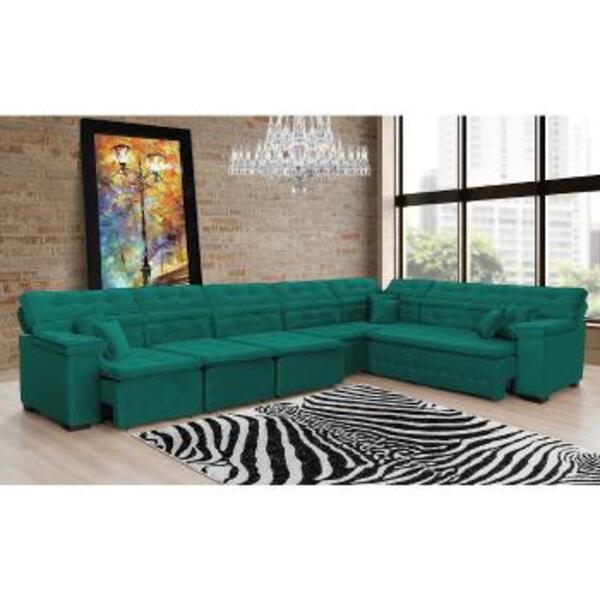 Sofá Magno 4.57x2.57m De Canto, Retrátil E Reclinável - Verde