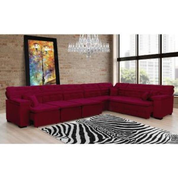 Sofá Magno 4.57x2.57m De Canto, Retrátil E Reclinável - Vinho