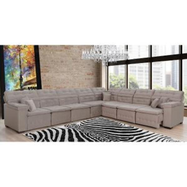 Sofá Magno 4.57x3.32m De Canto, Retrátil E Reclinável - Avelã