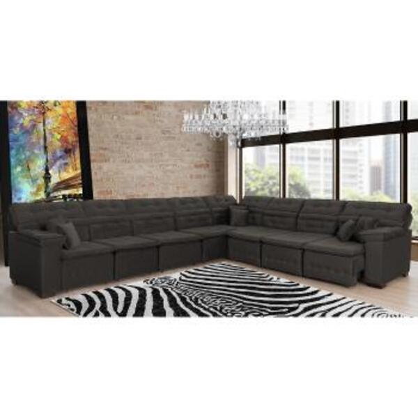 Sofá Magno 4.57x3.32m De Canto, Retrátil E Reclinável - Marrom